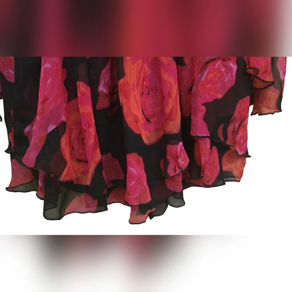 Urban Outfitter Kiki Tie-Front Roses Mini Dress Long Bell Sleeve Cutout Coquette - Picture 10 of 14